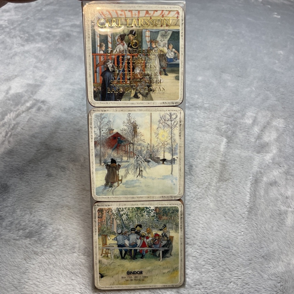 NIP Carl Larsson Glasunderlägg Coasters Set of 6 Nature Scenes Scandinavian